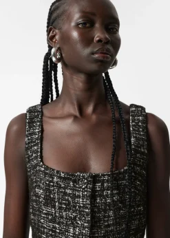 Hot & Other Stories Sleeveless Tweed Mini Dress Black Tweed