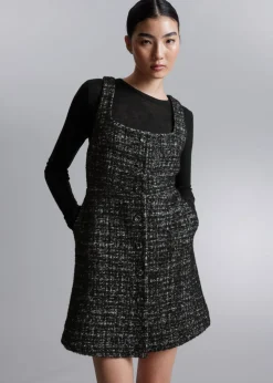 Hot & Other Stories Sleeveless Tweed Mini Dress Black Tweed