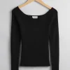 New & Other Stories Slim Off-Shoulder Top Black
