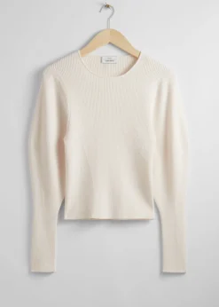 Store & Other Stories Slim Rib-Knit Sweater White