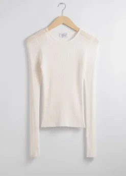 New & Other Stories Slim Rib-Knit Top White
