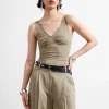 Discount & Other Stories Slim V-Neck Top Mole
