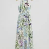 Store & Other Stories Slim-Fit Halterneck Maxi Dress White/Blue Floral Print