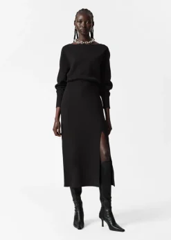 Fashion & Other Stories Slit-Detailed Midi Dress Black