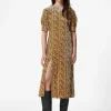 Best & Other Stories Slit-Detailed Velvet Midi Dress Animal Print
