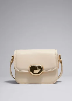 Shop & Other Stories Small Sculptural-Buckle Leather Bag Cream