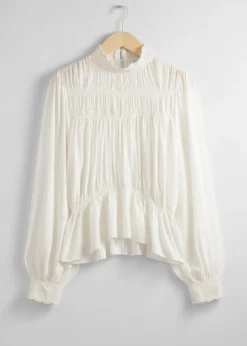 Hot & Other Stories Smocked Blouse Ivory