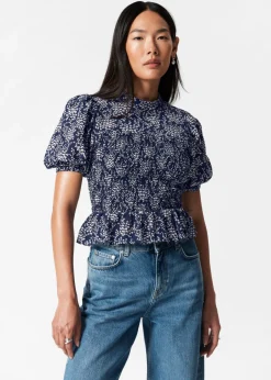 Outlet & Other Stories Smocked Peplum Blouse