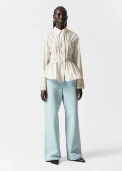 New & Other Stories Smocked Shirt White