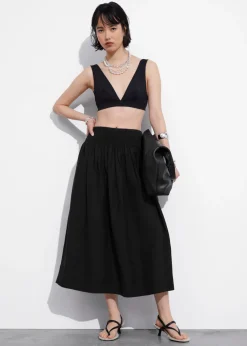 Store & Other Stories Smock-Waist Midi Skirt