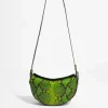Sale & Other Stories Snake-Embossed Leather Shoulder Bag Green