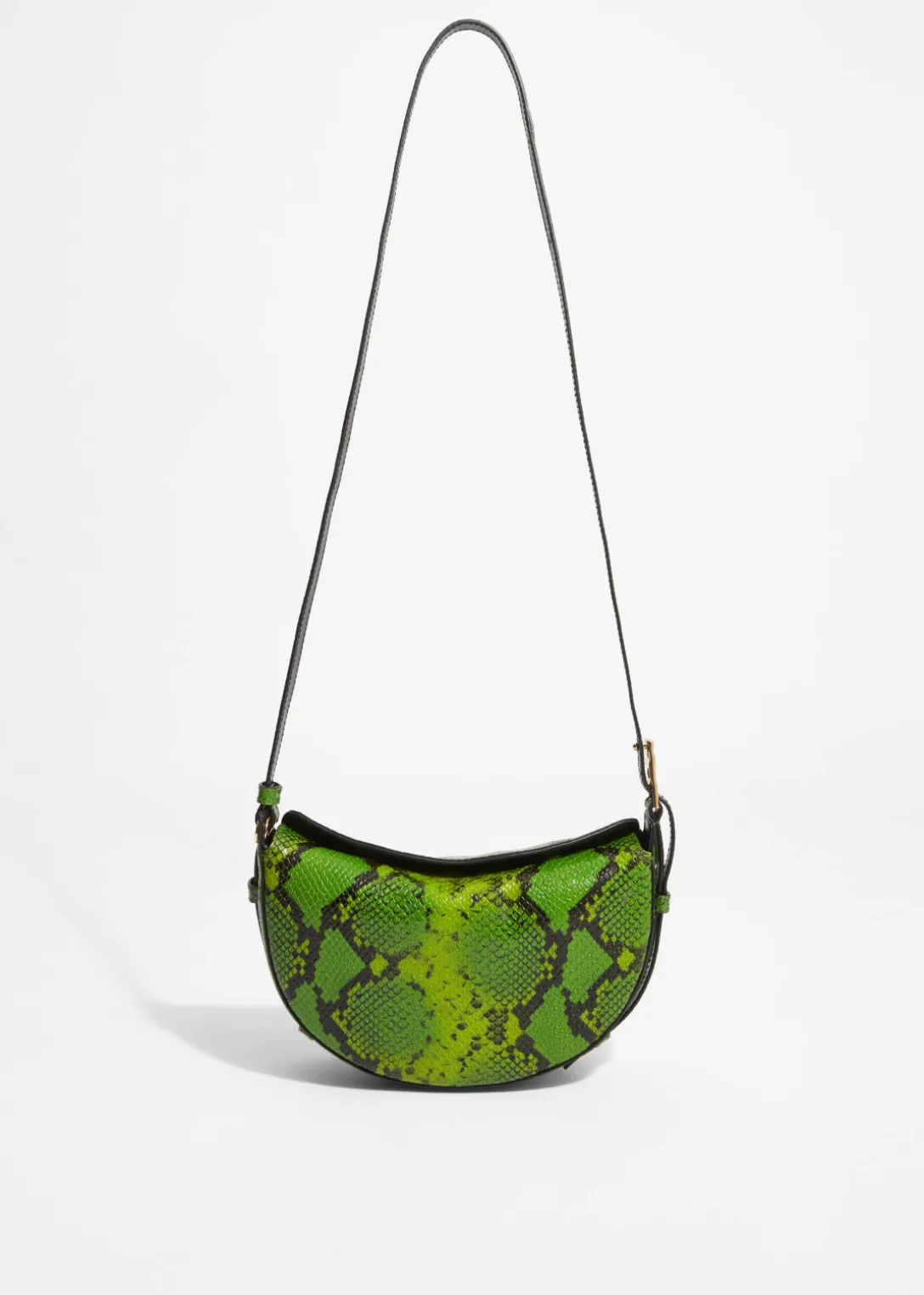 Sale & Other Stories Snake-Embossed Leather Shoulder Bag Green