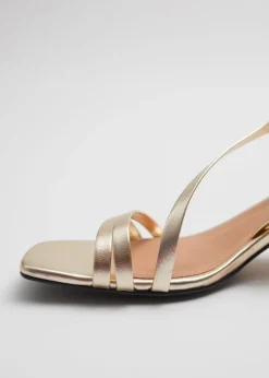 Sale & Other Stories Strappy Block Heel Leather Sandals Gold