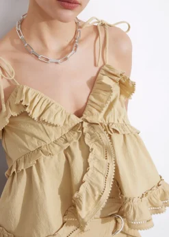 Online & Other Stories Strappy Bustier Frill Top Beige