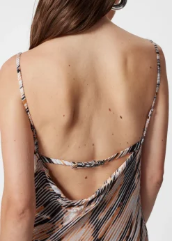 Best & Other Stories Strappy Cowl-Neck Midi Dress White/Black/Orange