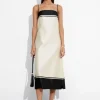 Discount & Other Stories Strappy Satin Midi Dress Ivory