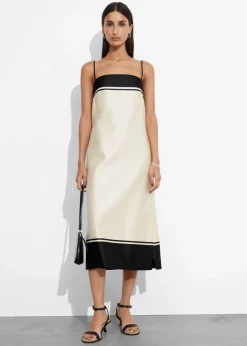 Discount & Other Stories Strappy Satin Midi Dress Ivory