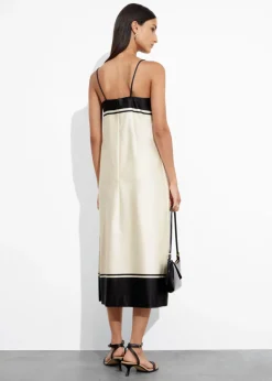 Discount & Other Stories Strappy Satin Midi Dress Ivory