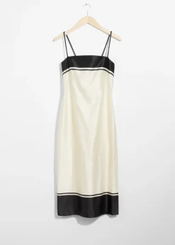 Discount & Other Stories Strappy Satin Midi Dress Ivory