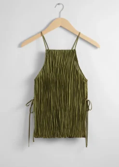 Clearance & Other Stories Strappy Silk Top Green