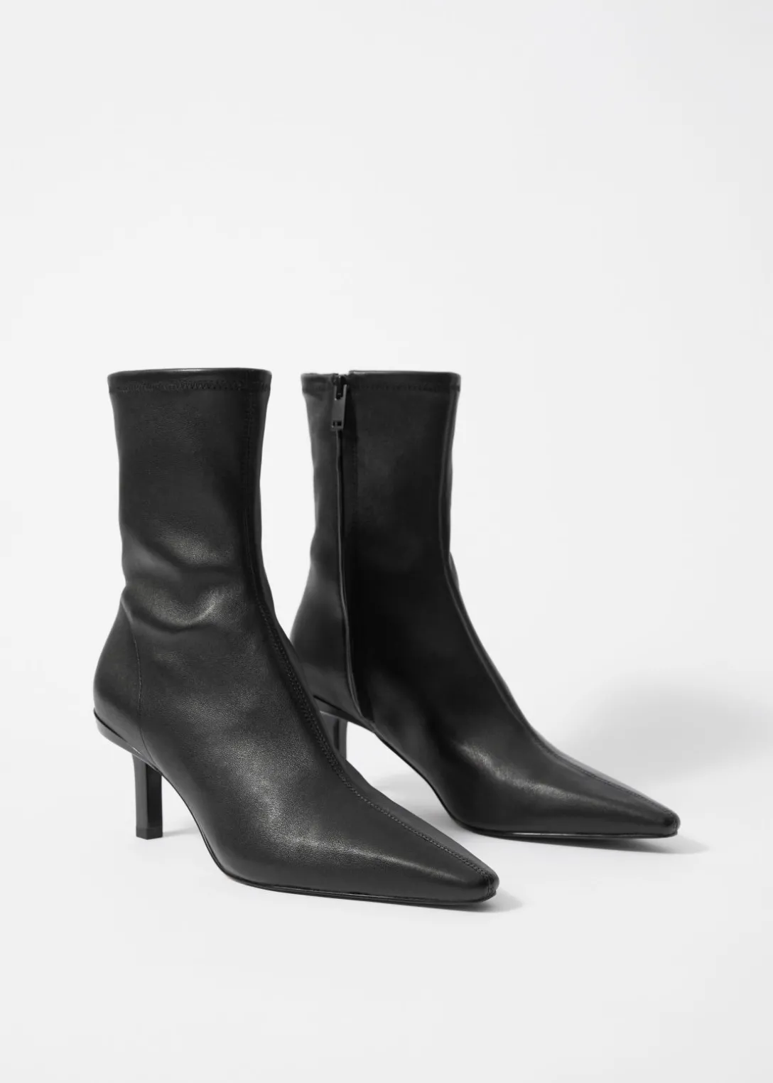 Flash Sale & Other Stories Stretch-Leather Ankle Boots Black Leather