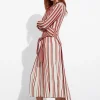 Hot & Other Stories Striped Midi Dress Red Stripes