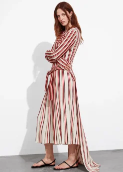 Hot & Other Stories Striped Midi Dress Red Stripes