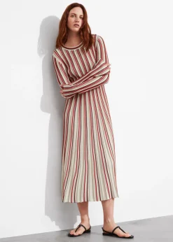 Hot & Other Stories Striped Midi Dress Red Stripes