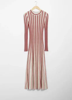 Hot & Other Stories Striped Midi Dress Red Stripes