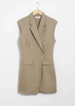 New & Other Stories Structured Blazer Mini Dress Mole