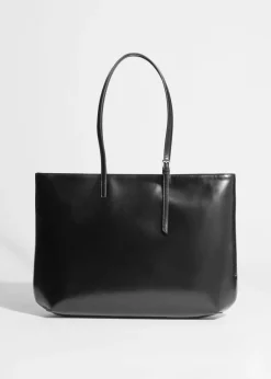 Hot & Other Stories Structured Leather Tote Black