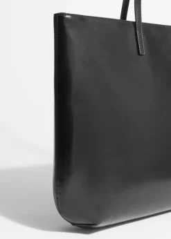 Hot & Other Stories Structured Leather Tote Black