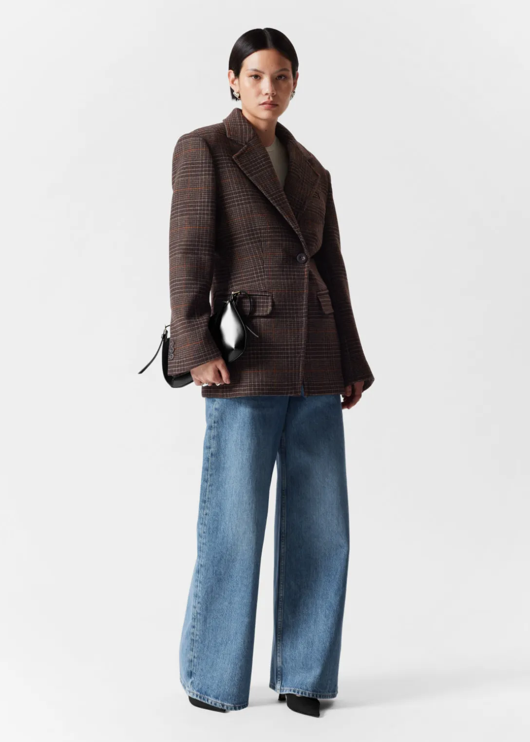 Cheap & Other Stories Structured Tweed Blazer Brown Tweed