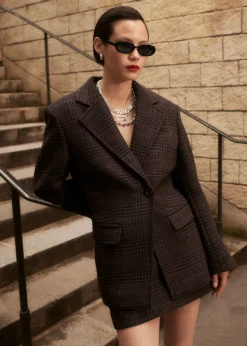 Cheap & Other Stories Structured Tweed Blazer Brown Tweed