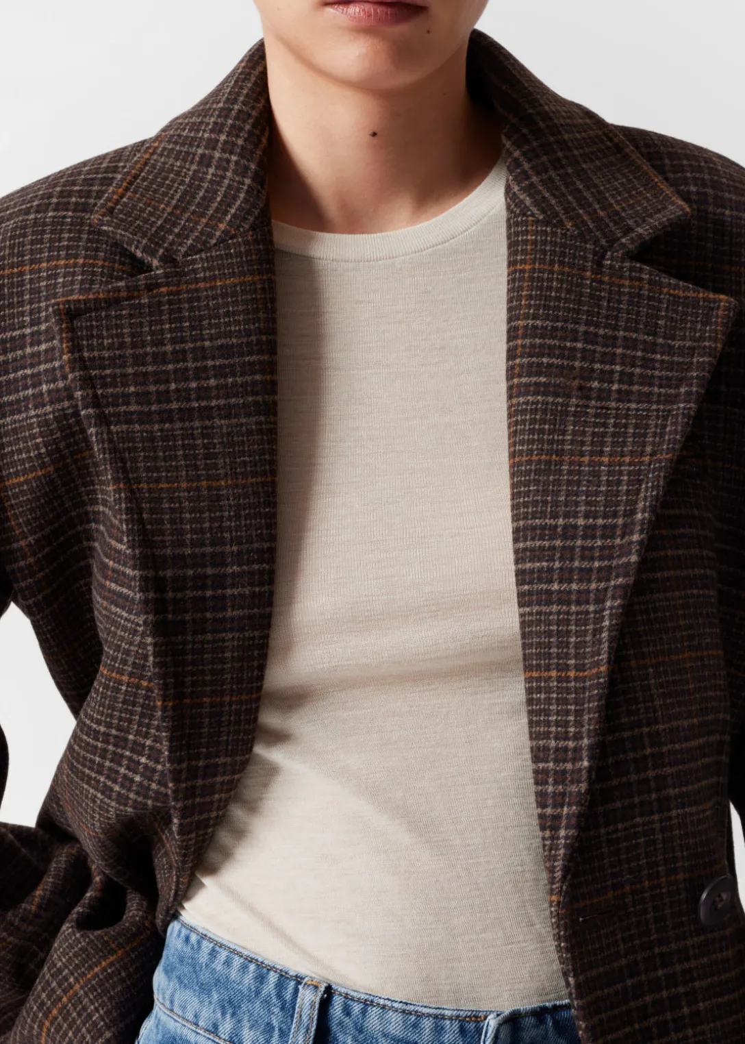 Cheap & Other Stories Structured Tweed Blazer Brown Tweed
