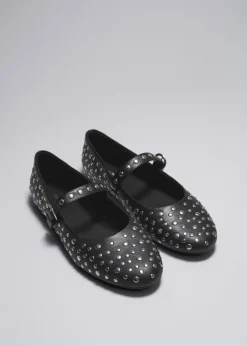 Cheap & Other Stories Studded Leather Ballet Flats