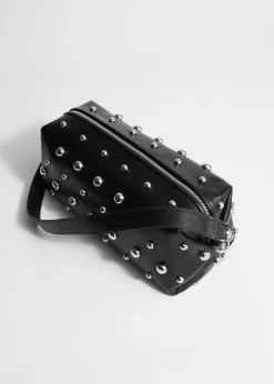 Fashion & Other Stories Studded Leather Clutch Black