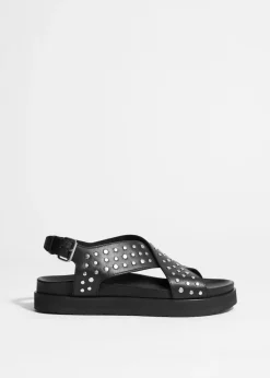 Sale & Other Stories Studded Leather Sandals Black
