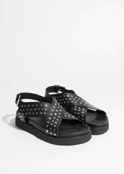 Sale & Other Stories Studded Leather Sandals Black