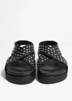 Sale & Other Stories Studded Leather Sandals Black