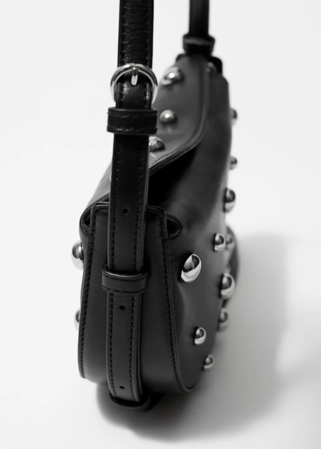Fashion & Other Stories Studded Leather Shoulder Bag Black