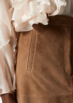 Online & Other Stories Suede Midi Skirt Brown