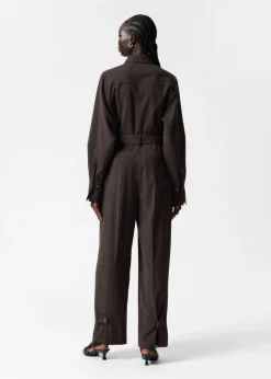 Fashion & Other Stories Tailored Jumpsuit Dark Brown