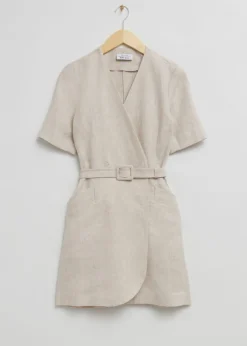 New & Other Stories Tailored Linen Belted Mini Dress
