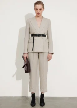 Discount & Other Stories Tailored Linen Blazer Light Beige