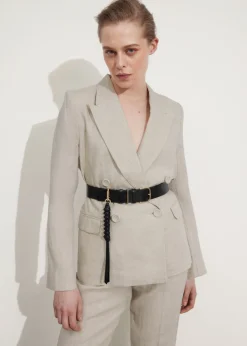 Discount & Other Stories Tailored Linen Blazer Light Beige