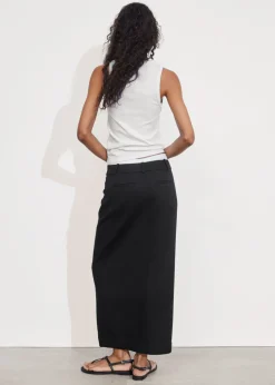 Hot & Other Stories Tailored Pencil Midi Skirt Black