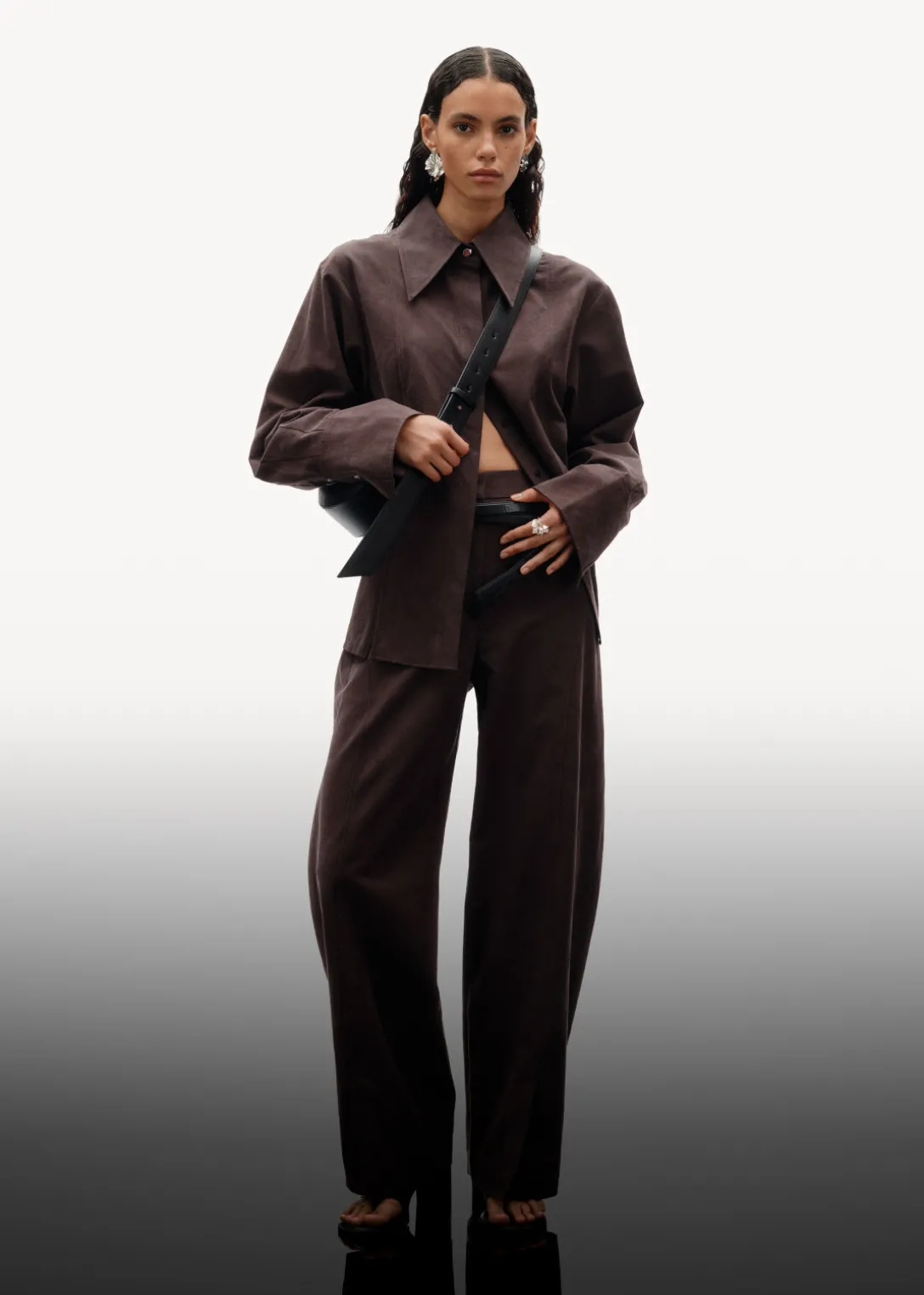 Outlet & Other Stories Tailored Silk-Blend Trousers Brown
