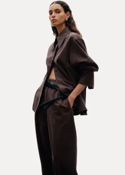 Outlet & Other Stories Tailored Silk-Blend Trousers Brown