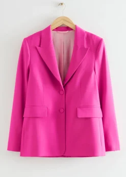 New & Other Stories Tailored Single-Breasted Blazer Hot Pink